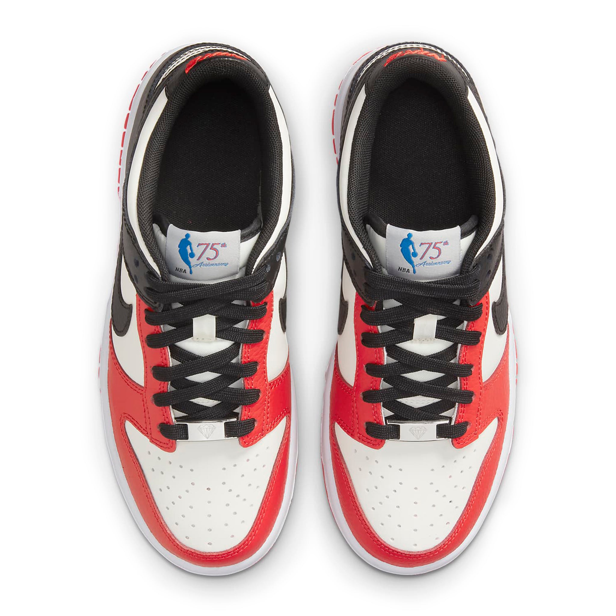 Top down view of Nike X NBA Dunk Low EMB 75TH Anniversary Chicago (GS) DO6288-100